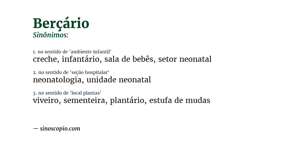 Sinônimo de berçário
