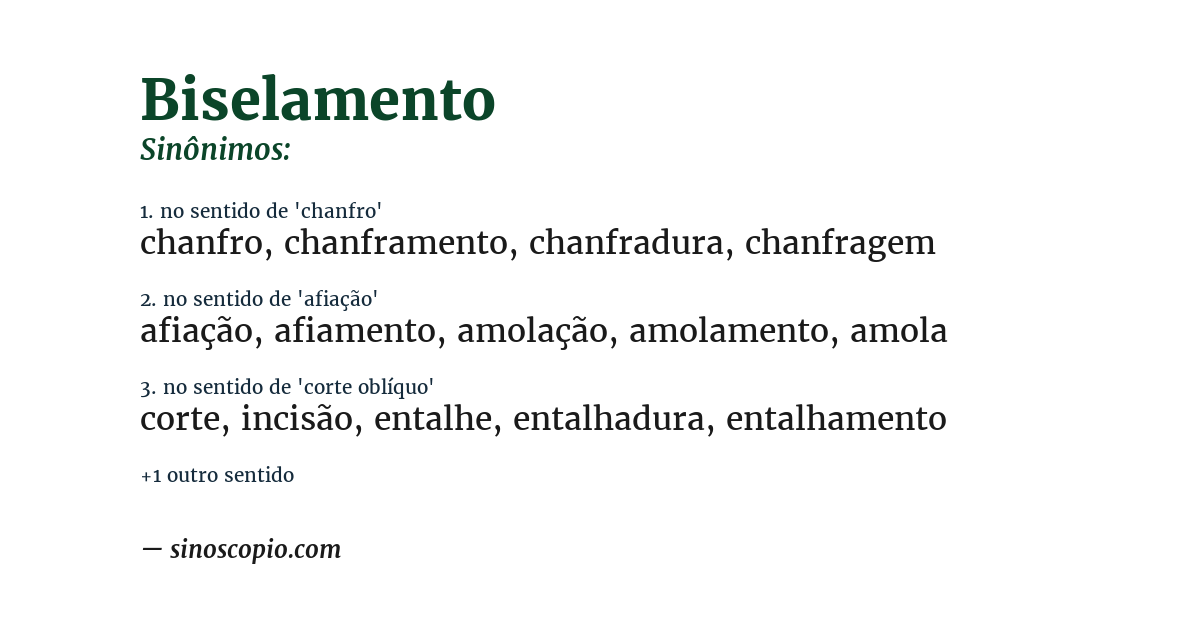 Sinônimo de biselamento