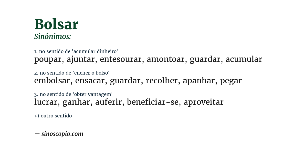 Sinônimo de bolsar