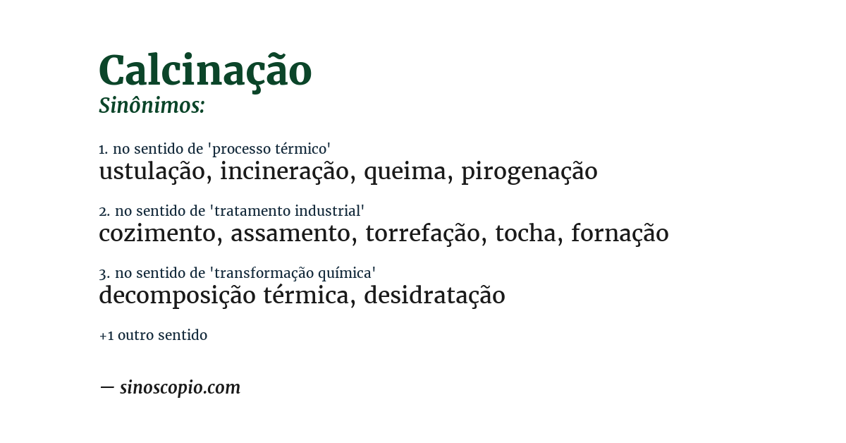 Sinônimo de calcinação