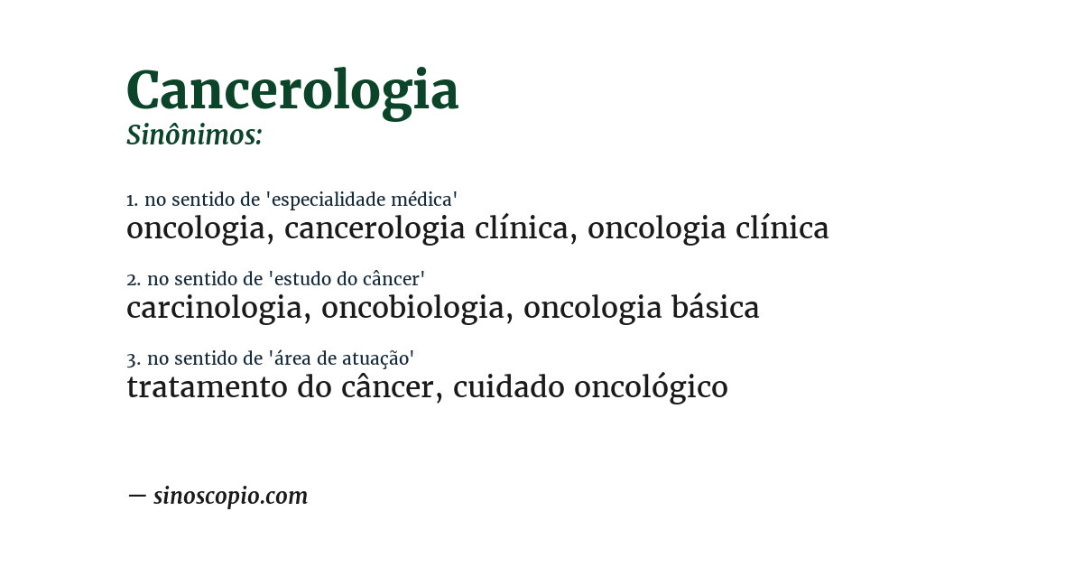 Sinônimo de cancerologia