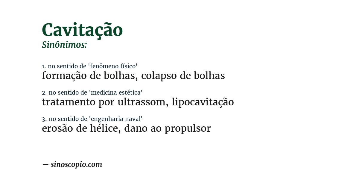 Sinônimo de cavitação