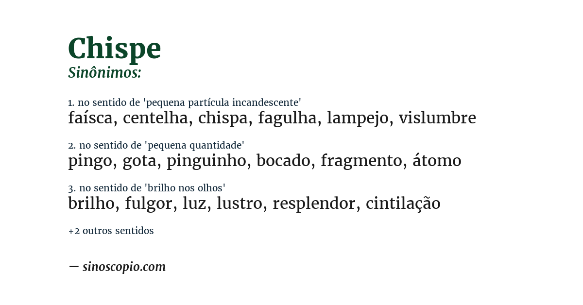 Sinônimo de chispe