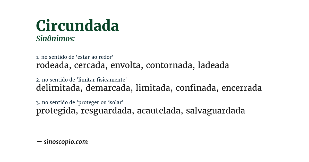 Sinônimo de circundada