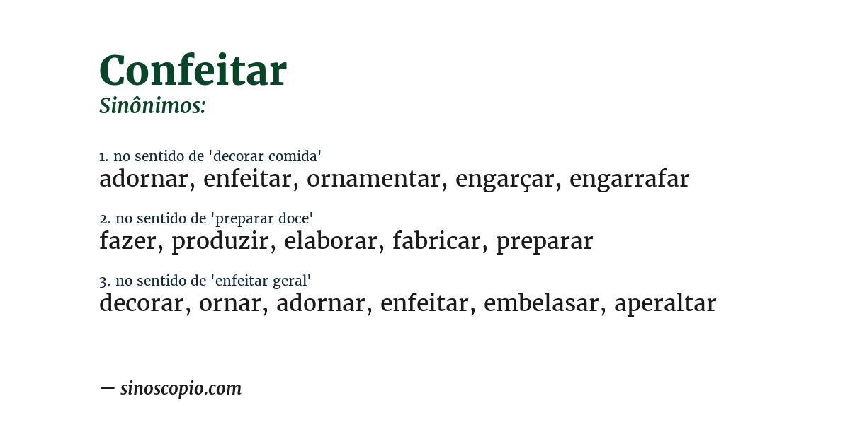 Sinônimo de confeitar