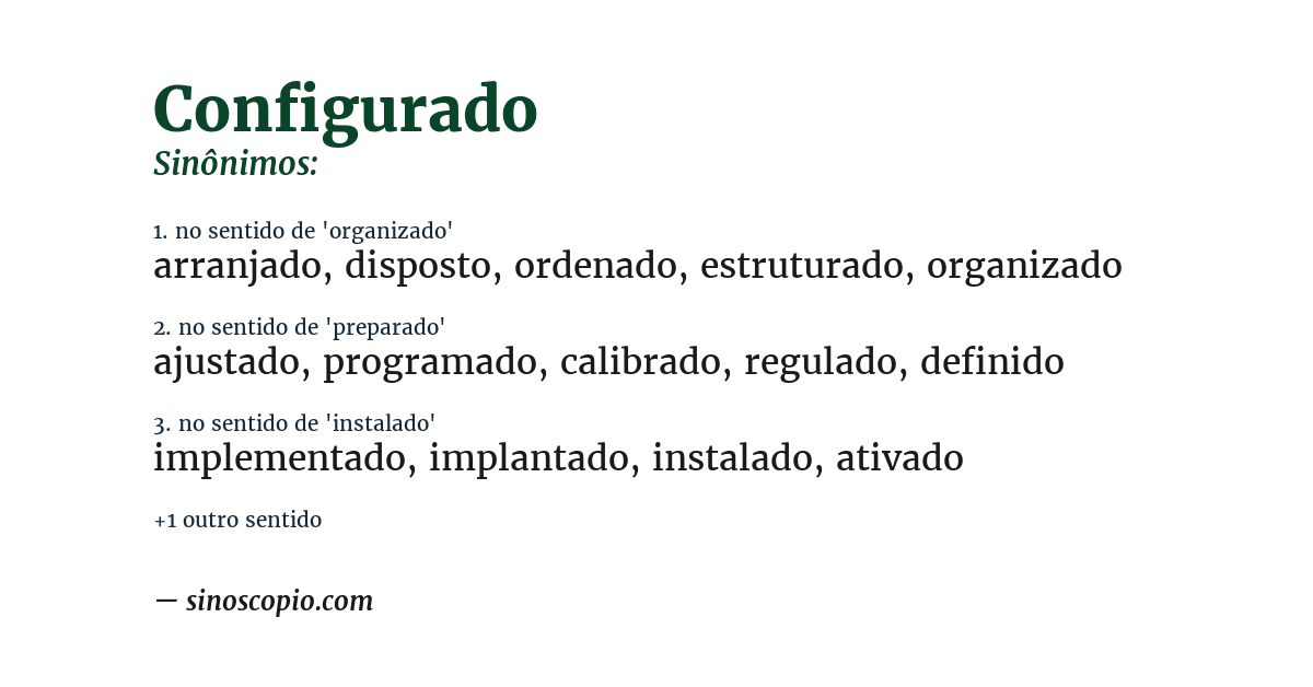 Sinônimo de configurado