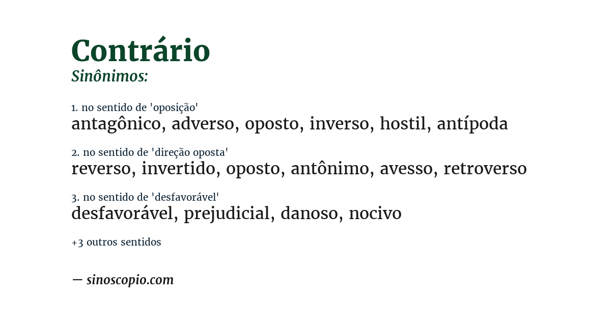 Sinônimo de contrário