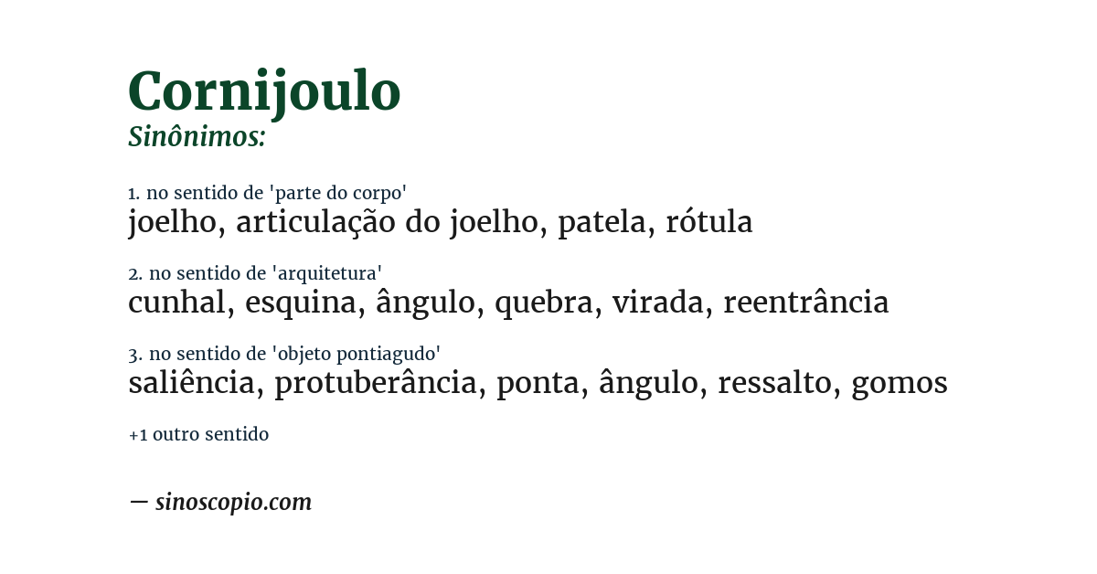 Sinônimo de cornijoulo