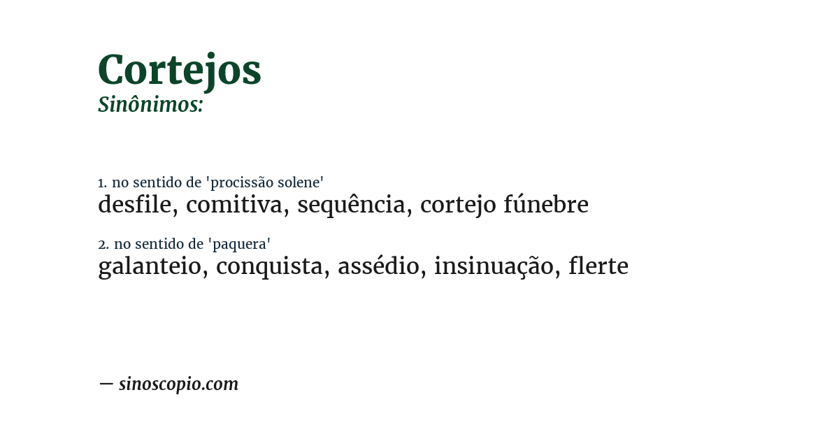 Sinônimo de cortejos