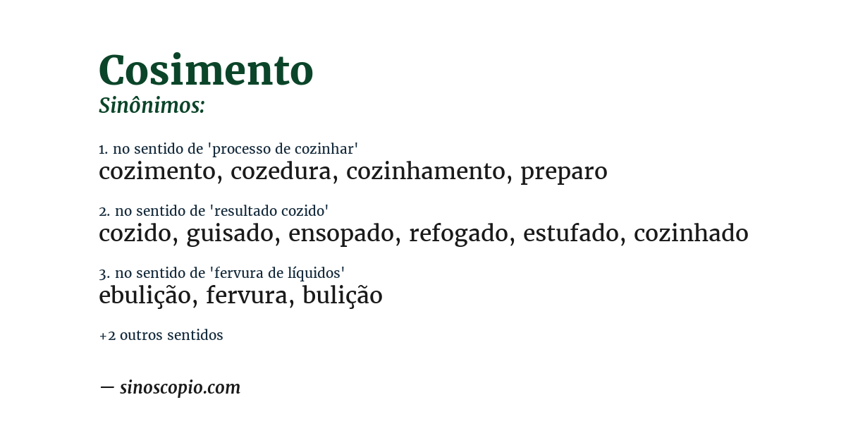 Sinônimo de cosimento