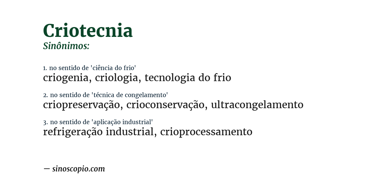 Sinônimo de criotecnia