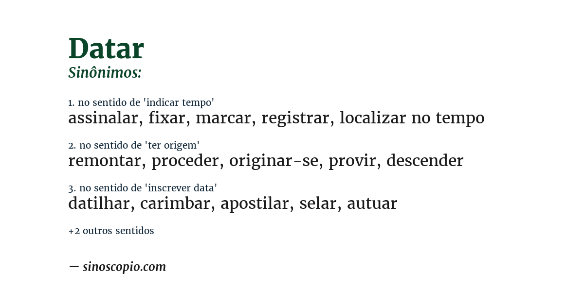 Sinônimo de datar