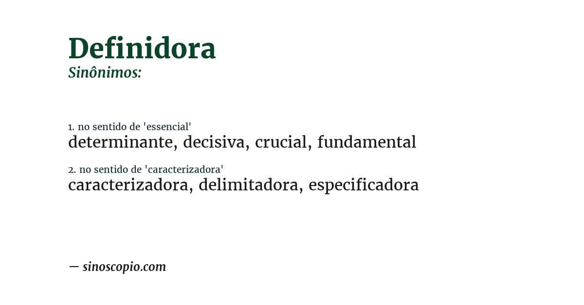 Sinônimo de definidora