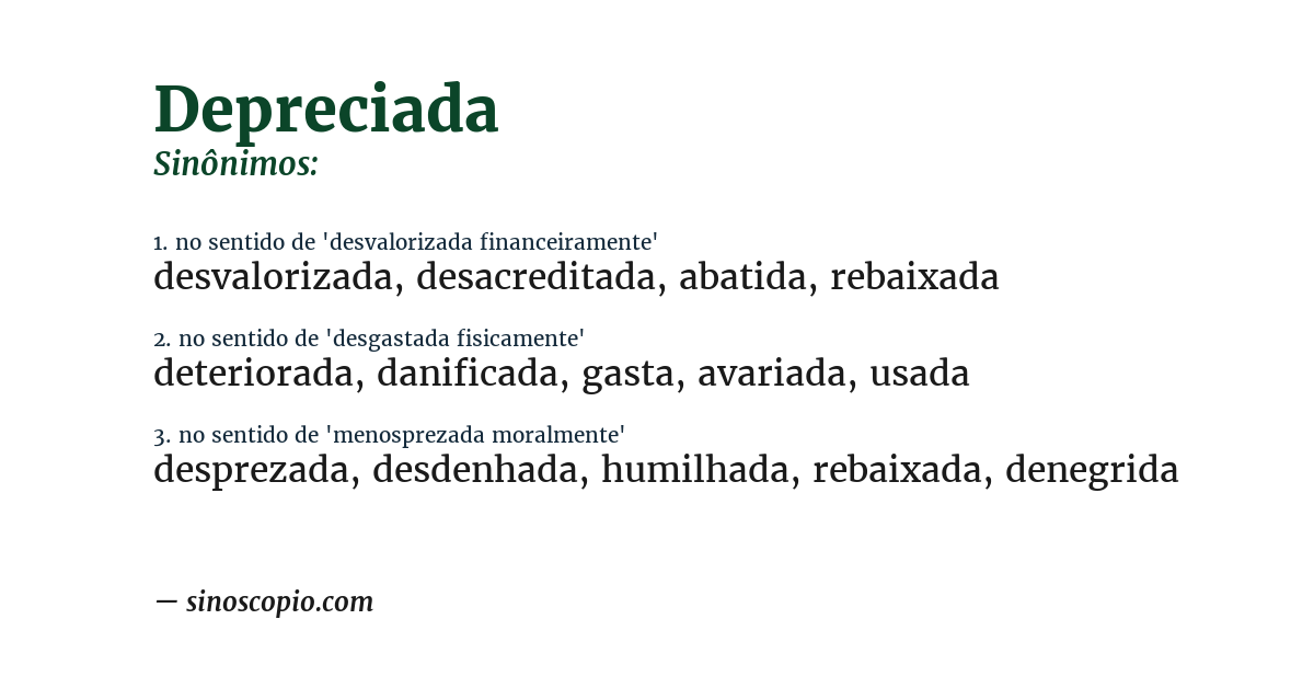 Sinônimo de depreciada