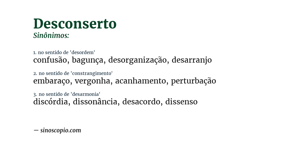 Sinônimo de desconserto
