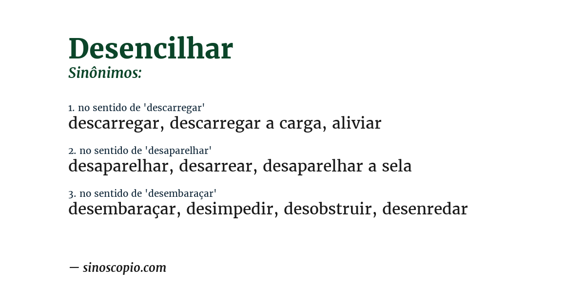 Sinônimo de desencilhar