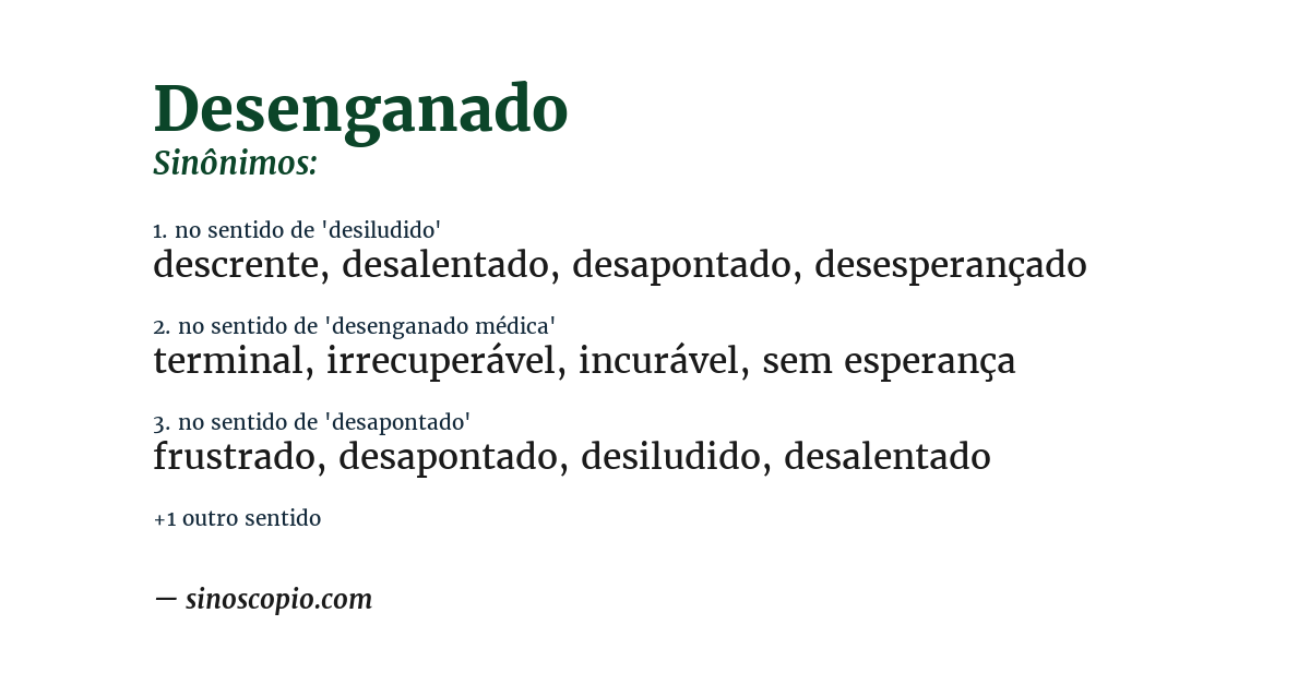 Sinônimo de desenganado