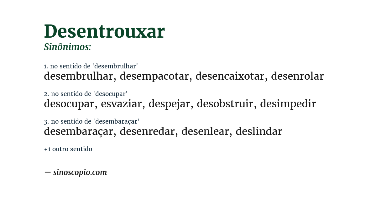 Sinônimo de desentrouxar