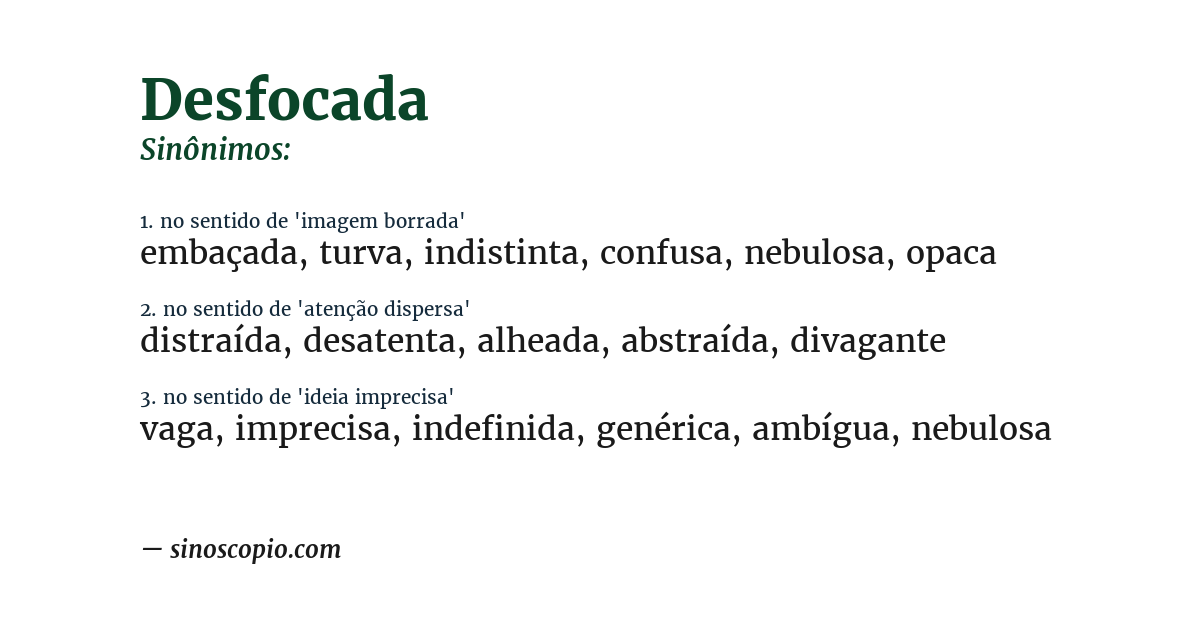 Sinônimo de desfocada