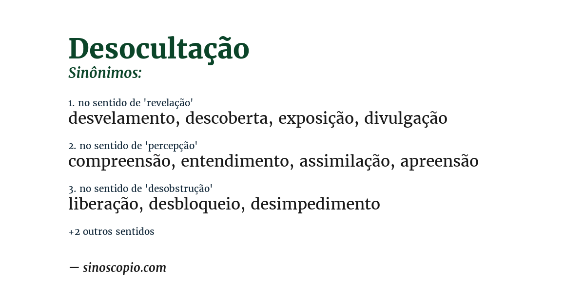 Sinônimo de desocultação