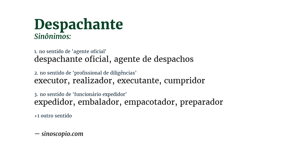 Sinônimo de despachante