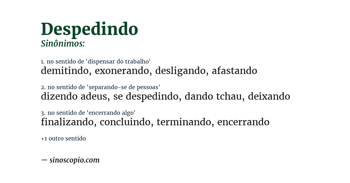 Sinônimo de despedindo
