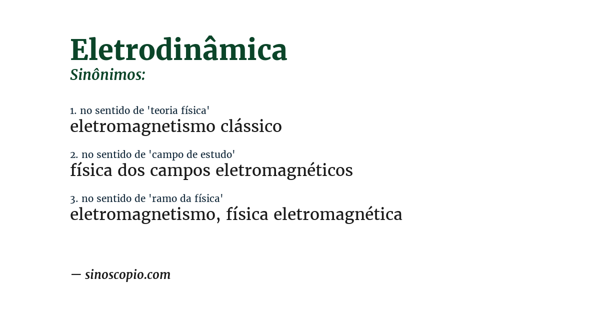 Sinônimo de eletrodinâmica
