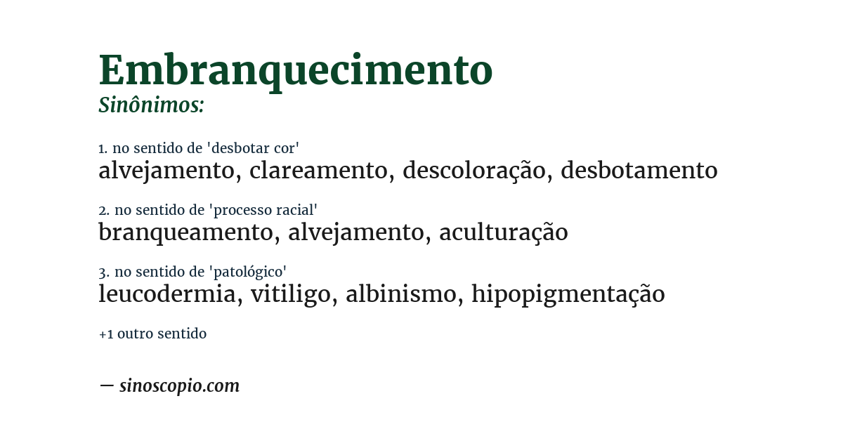 Sinônimo de embranquecimento