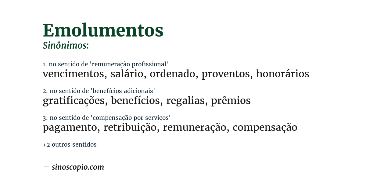 Sinônimo de emolumentos
