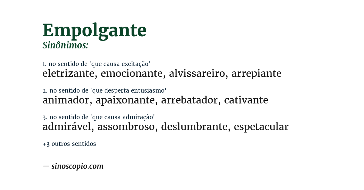 Sinônimo de empolgante