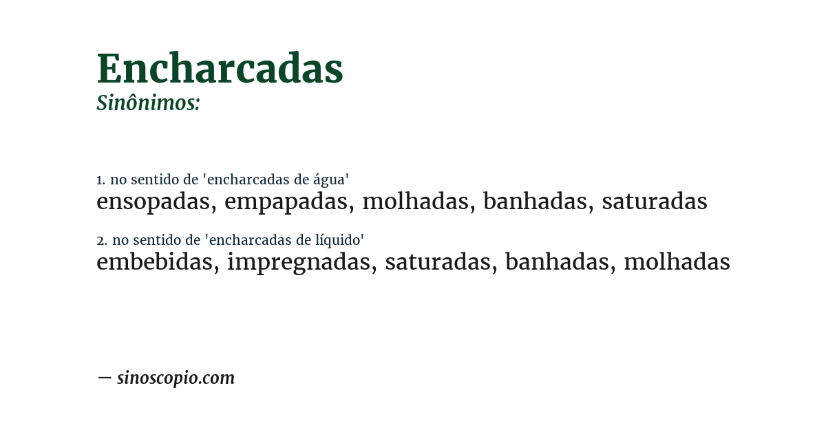 Sinônimo de encharcadas