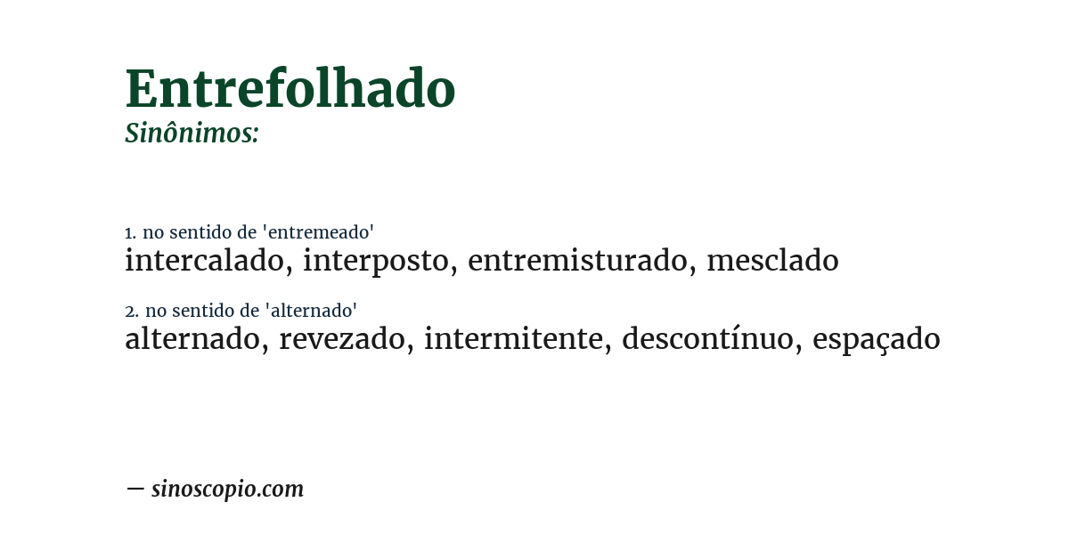 Sinônimo de entrefolhado