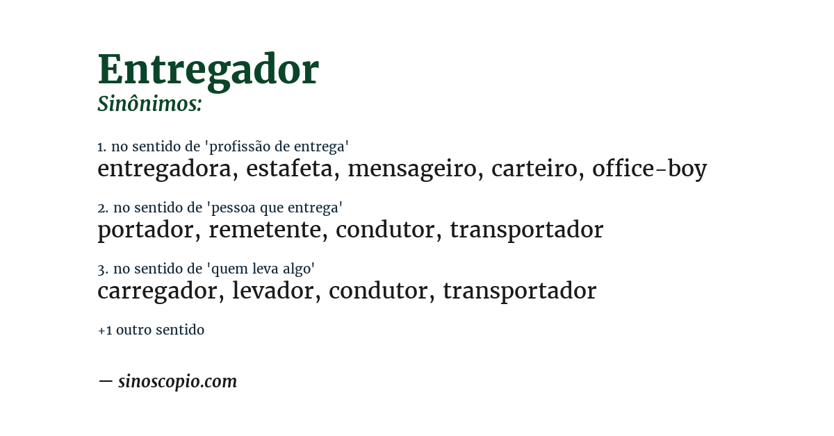 Sinônimo de entregador