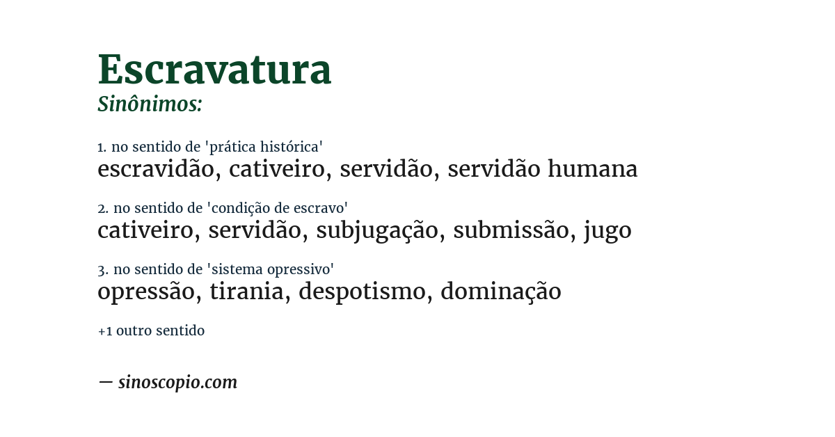 Sinônimo de escravatura