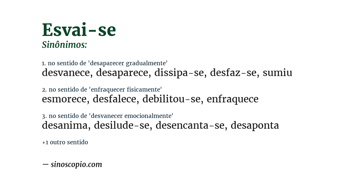Sinônimo de esvai-se