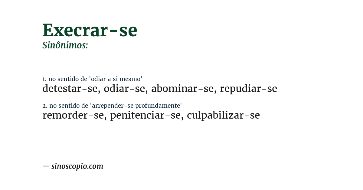 Sinônimo de execrar-se