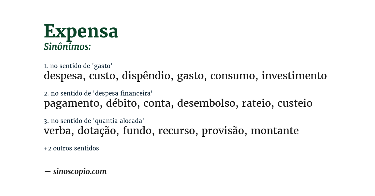 Sinônimo de expensa