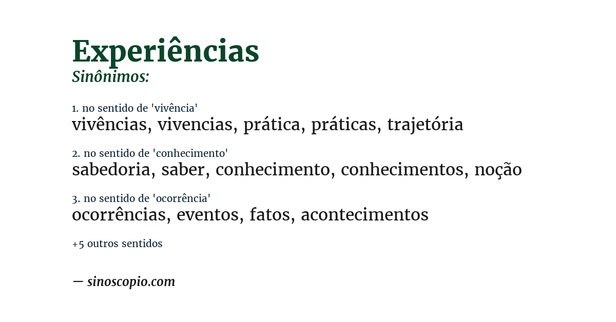 Sinônimo de experiências
