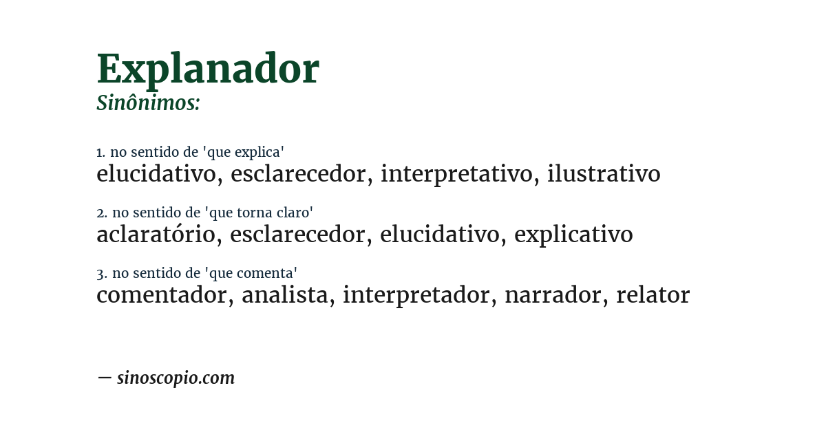 Sinônimo de explanador