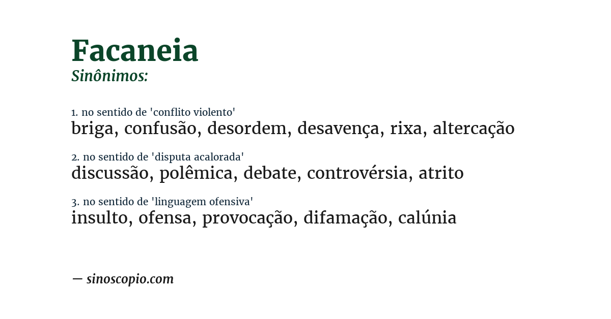 Sinônimo de facaneia