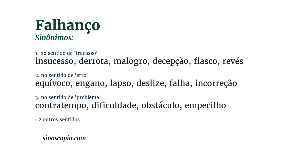 Sinônimo de falhanço