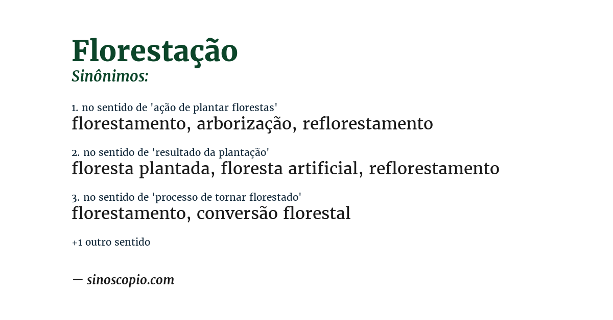 Sinônimo de florestação