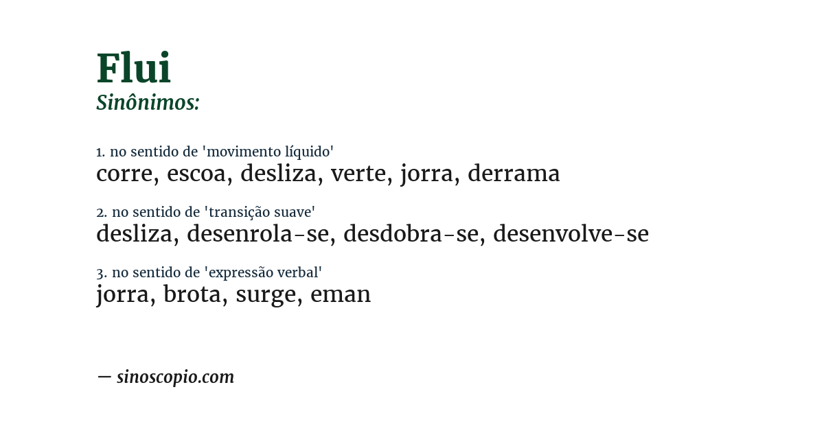 Sinônimo de flui