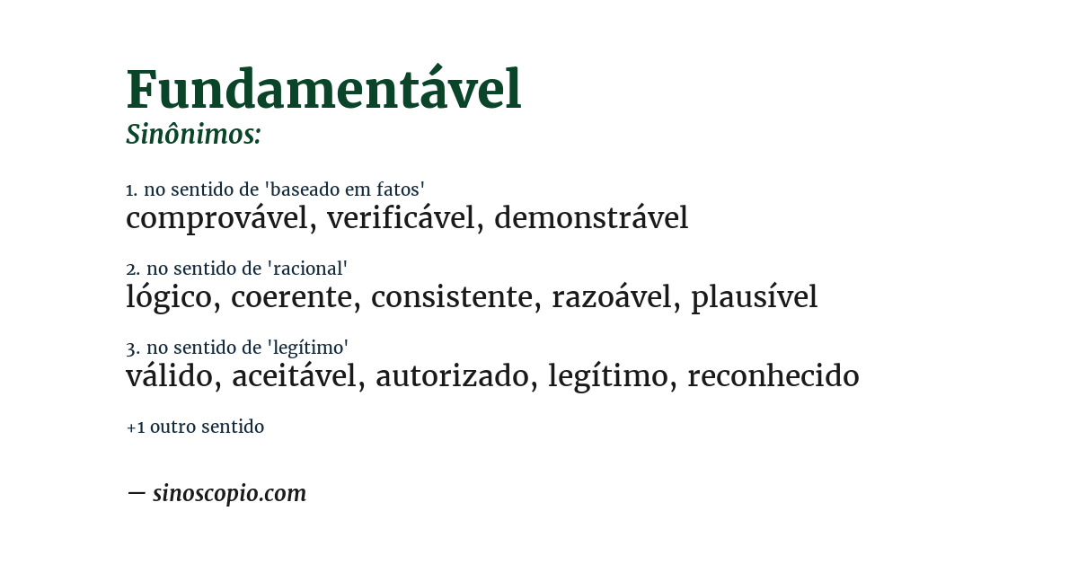 Sinônimo de fundamentável