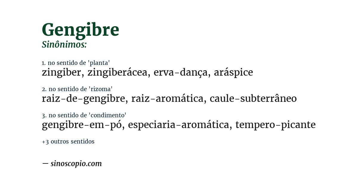 Sinônimo de gengibre