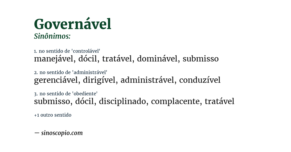 Sinônimo de governável