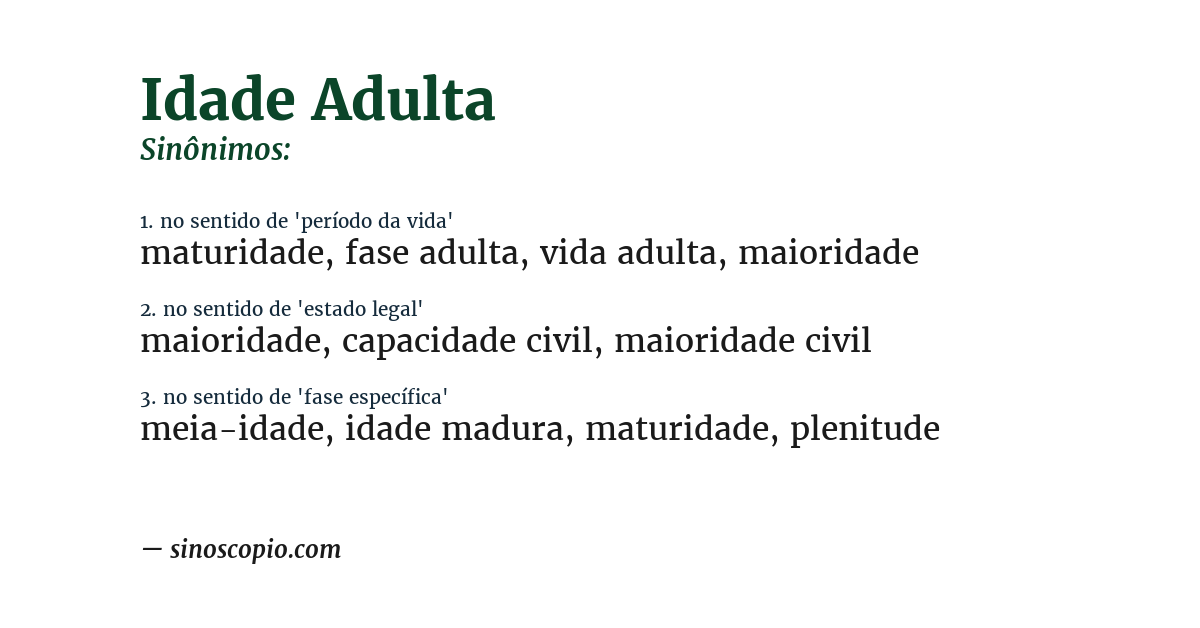 Sinônimo de idade adulta