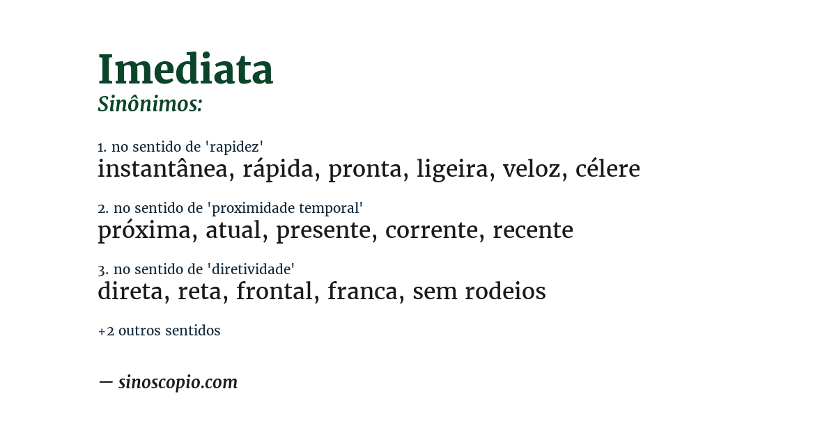Sinônimo de imediata