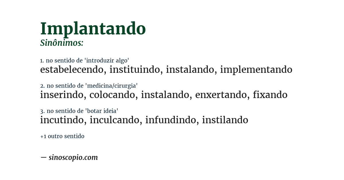 Sinônimo de implantando
