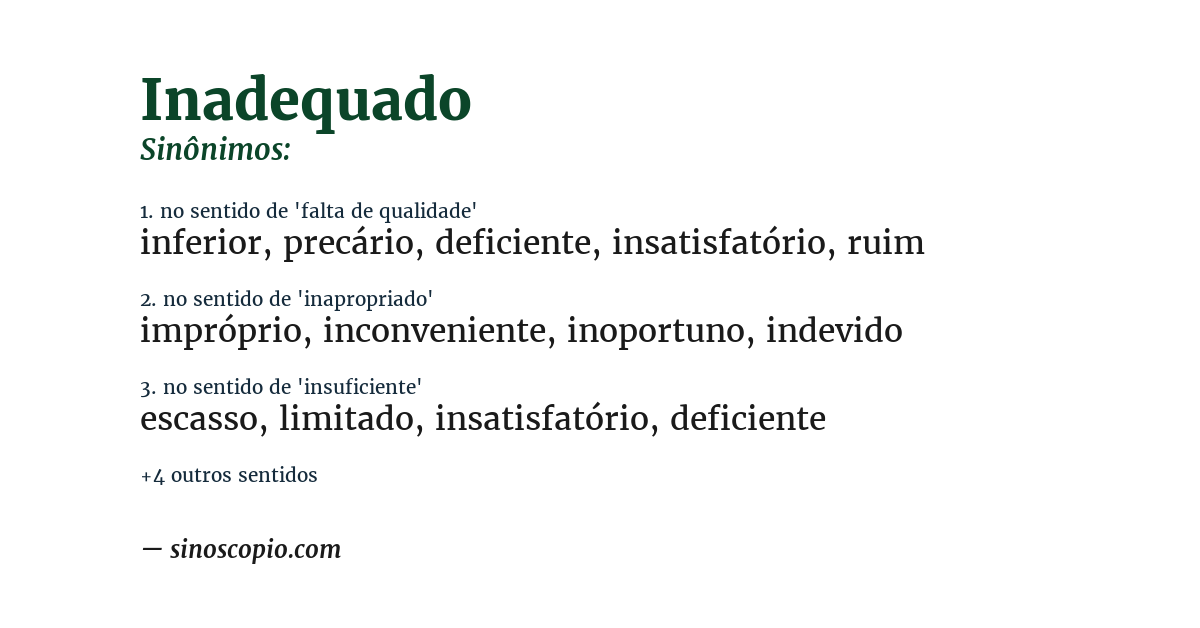Sinônimo de inadequado